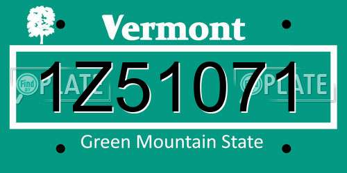 1Z51071 Vermont License Plate