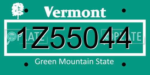 1Z55044 Vermont License Plate