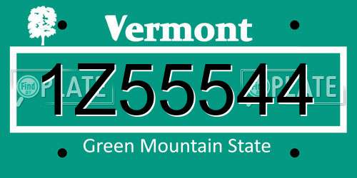 1Z55544 Vermont License Plate
