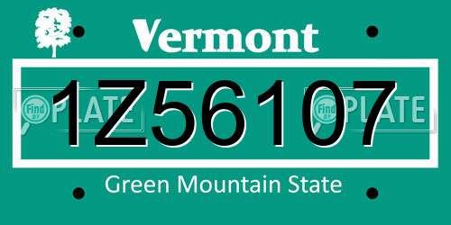 1Z56107 Vermont License Plate