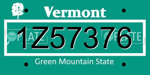 1Z57376 Vermont License Plate