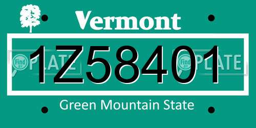 1Z58401 Vermont License Plate