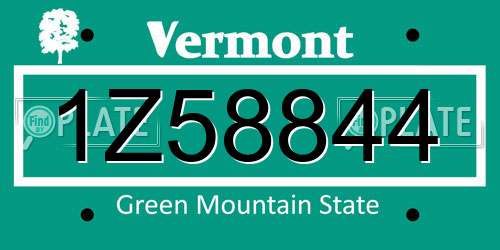 1Z58844 Vermont License Plate