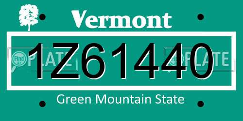 1Z61440 Vermont License Plate