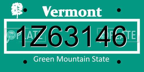 1Z63146 Vermont License Plate