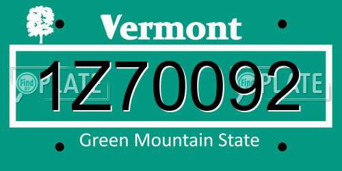 1Z70092 Vermont License Plate