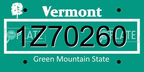 1Z70260 Vermont License Plate