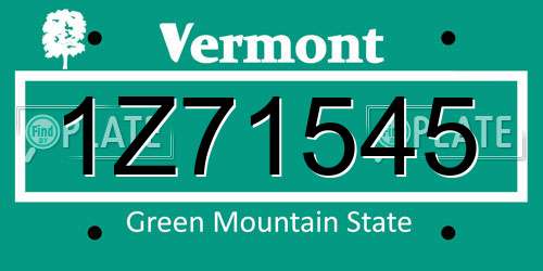 1Z71545 Vermont License Plate
