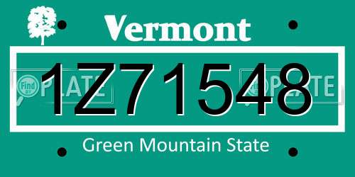 1Z71548 Vermont License Plate