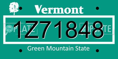 1Z71848 Vermont License Plate