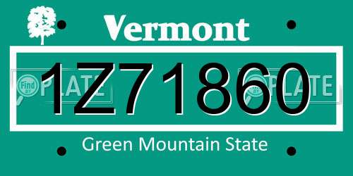 1Z71860 Vermont License Plate