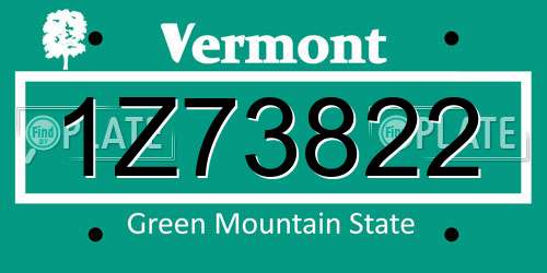 1Z73822 Vermont License Plate