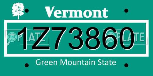 1Z73860 Vermont License Plate