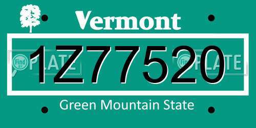 1Z77520 Vermont License Plate