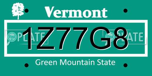 1Z77G8 Vermont License Plate