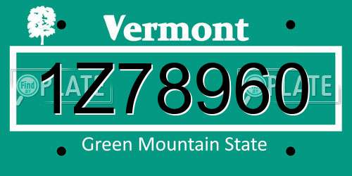 1Z78960 Vermont License Plate