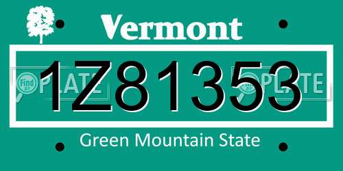 1Z81353 Vermont License Plate