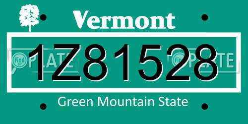 1Z81528 Vermont License Plate