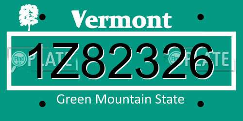 1Z82326 Vermont License Plate