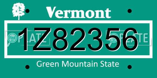 1Z82356 Vermont License Plate