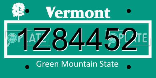 1Z84452 Vermont License Plate