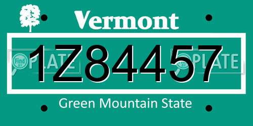 1Z84457 Vermont License Plate