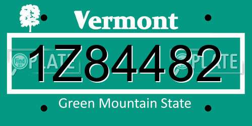 1Z84482 Vermont License Plate