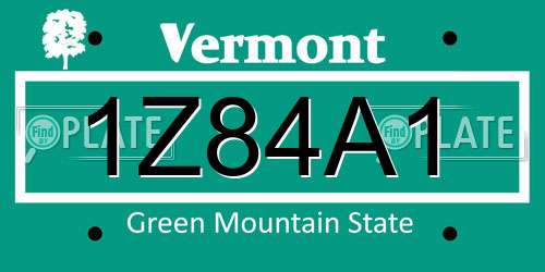 1Z84A1 Vermont License Plate