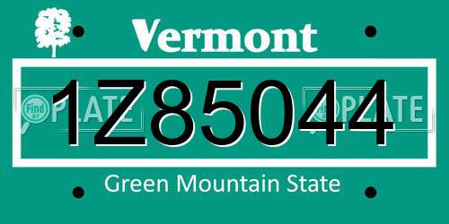 1Z85044 Vermont License Plate