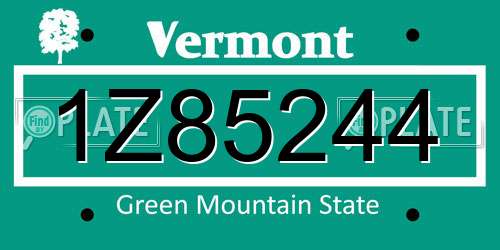 1Z85244 Vermont License Plate