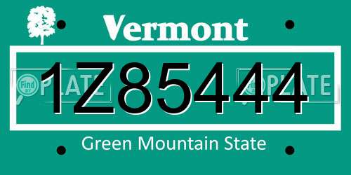 1Z85444 Vermont License Plate