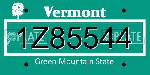 1Z85544 Vermont License Plate