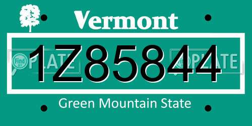 1Z85844 Vermont License Plate