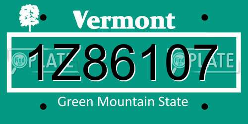 1Z86107 Vermont License Plate