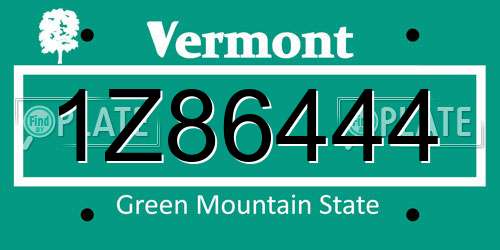1Z86444 Vermont License Plate