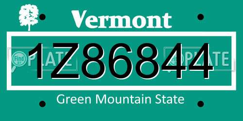 1Z86844 Vermont License Plate
