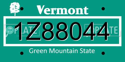 1Z88044 Vermont License Plate