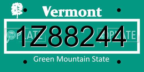 1Z88244 Vermont License Plate