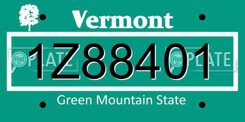 1Z88401 Vermont License Plate