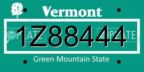 1Z88444 Vermont License Plate