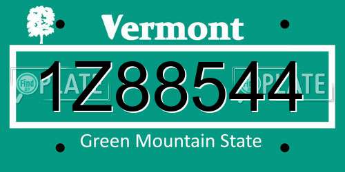1Z88544 Vermont License Plate