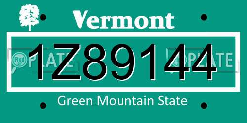 1Z89144 Vermont License Plate