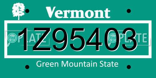 1Z95403 Vermont License Plate