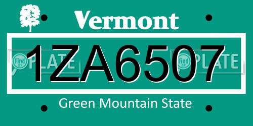 1ZA6507 Vermont License Plate