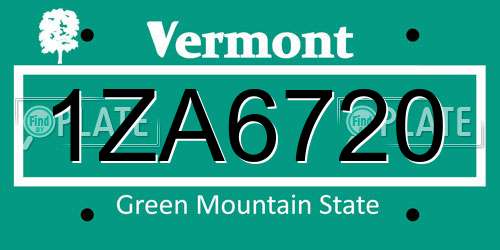 1ZA6720 Vermont License Plate