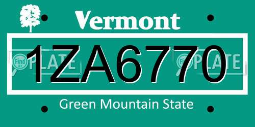 1ZA6770 Vermont License Plate