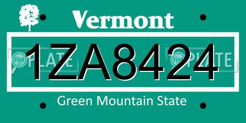 1ZA8424 Vermont License Plate