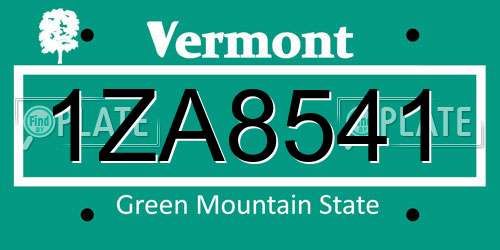1ZA8541 Vermont License Plate
