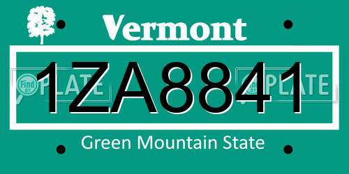 1ZA8841 Vermont License Plate