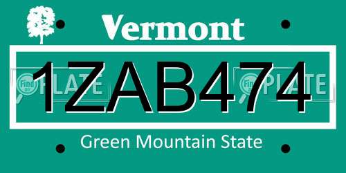 1ZAB474 Vermont License Plate